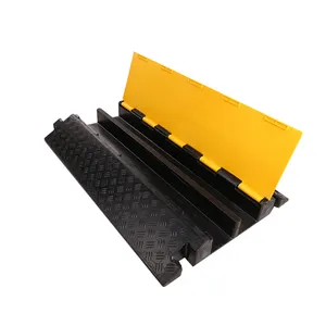 Yellow Jacket 2 Channel Electrical Wire Cable Protector/Rubber Kerb Ramps/Floor Cable Cover