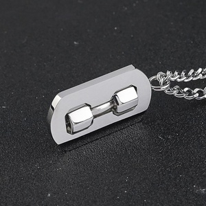 Dumbbell Design Pendants Necklaces Stainless Steel Jewelry Highly Polished Cuban <b>Chain</b> Statement Jewellery - Product Image 5