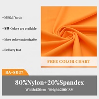 Échantillon gratuit de tissu tricoté en nylon spandex de couleur unie à haute résistance 200 g/m² 4 voies pour maillots de bain et maillots de bain pour la danse et justaucorps