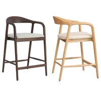 Chaise de bar en bois à dossier haut OEM/ODM avec accoudoirs, chaise de salle à manger en rotin massif en frêne, chaise de café en bois pour la maison