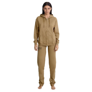 HDJ Women <b>Tracksuit</b> Set Camel Hooded Zipper Sweatshirt Pants Loose Fit Casual Autumn Wear Full Length Breathable <b>Polyester</b> - Product Image 1