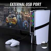 Ventilateur de refroidissement RVB pour PS5 Slim/Pro | Conception à double ventilateur avec fonctionnement silencieux et éclairage personnalisé