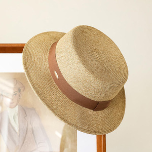 Retro French Straw Hat For Women Summer Flat Top Hat Black Coffee Color Toquilla Material Sun Protection Beach Outing Use - Product Image 4