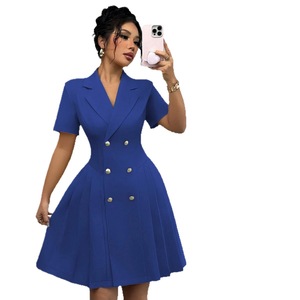 Abito Estivo Vintage da Donna AliExpress, Nuovo Modello a Mezza Lunghezza in Tinta Unita con Inserti in Poliestere, Stile Europeo e Americano - Product Image 5