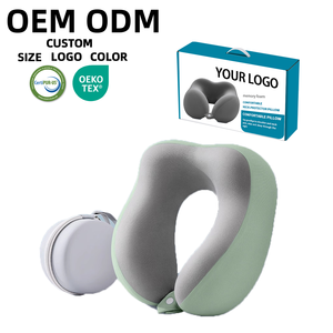 Pabrik grosir kustom dengan Logo ortopedi Stowable portabel busa memori leher perjalanan bantal - Product Image 1