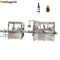 Machine de remplissage automatique de bouteilles Woozy pour sauces piquantes, sirops et huiles, avec capsulage et étiquetage