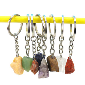 HZ High quality gifts custom tumble crystal rough stones key chain