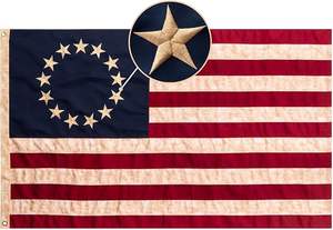 بيتسي روس العلم 3x5 أقدام الشاي الملون خمر الأعلام الأمريكية الثقيلة في الهواء الطلق مطرزة 13 نجمة مستعمرات لافتة للخارج - Product Image 2