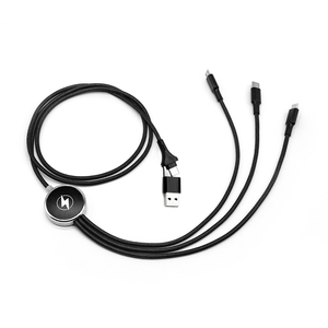 <span class=keywords><strong>Precio</strong></span> barato portátil Micro tipo C Cable largo 5 en 1 3A carga de datos rápida con logotipo LED chaqueta de nailon multifunción 5 en 1 - Product Image 4