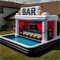Bar de piscine gonflable commercial adultes cour extérieure fête piscine d'eau barre gonflable tente sauter plate-forme de pub avec sièges
