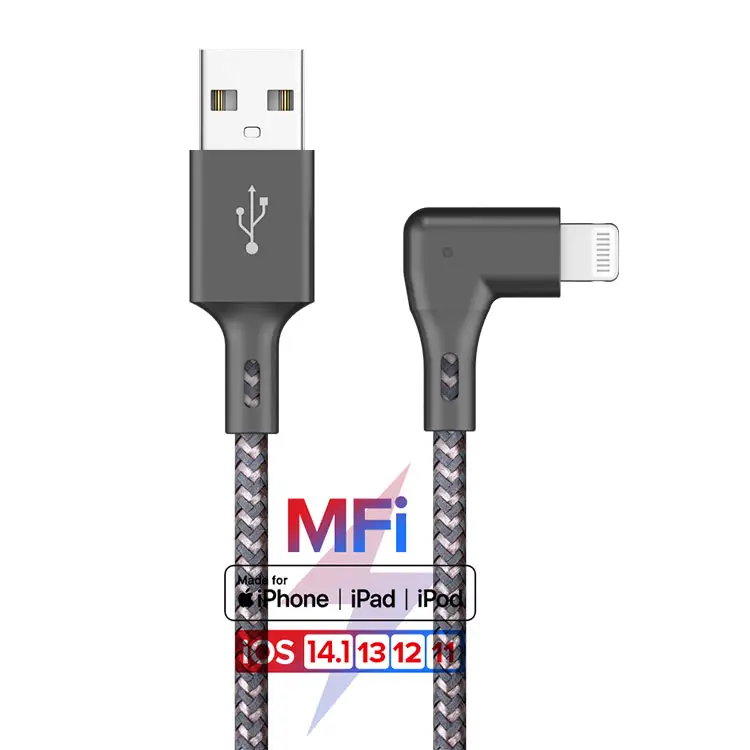 Cable Lighting High Quality OEM 90 Degree MFI 1m USB Charger C89 Lighting For Apple Ladekabel Charging Wire For IPhone 12 USB Data Cable