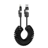 Kabel PD 240W 2 in 2 Pengisian Cepat Tipe-C Micro/Untuk iPhone Bahan Aluminium Alloy+Silikon 1M Ponsel Komputer Kamera