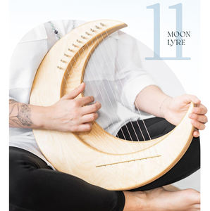 Moon Lyre Harp 11 senar alat musik kecapi kayu besar untuk terapi Suara alat mandi suara penyembuhan - Product Image 3