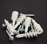 Vis à tête spéciale pour plaque de plâtre 15*33 mm, vis en plastique noir, cheville murale, tube d'expansion spiralé blanc et noir