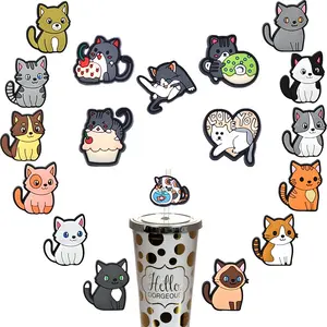 Toptan saman Topper kurtarma köpekler kediler ayı anime pipet toppers sevimli ayı karikatür karakterler saman topper
