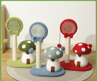 Griffoir pour chat en bois de sisal, structure d'escalade, écologique, antidérapant, compatible avec les canapés, design champignon rouge, pour petits chats, emballé en carton