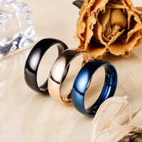 Set Cincin Stainless Steel Bulat Nyaman Dipakai, Polesan Berkilau Tinggi, Perhiasan Klasik untuk Ditumpuk