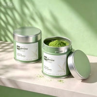 Boîte à thé en métal vide de qualité supérieure, de qualité alimentaire, personnalisée, écologique, ronde, hermétique, pour le matcha