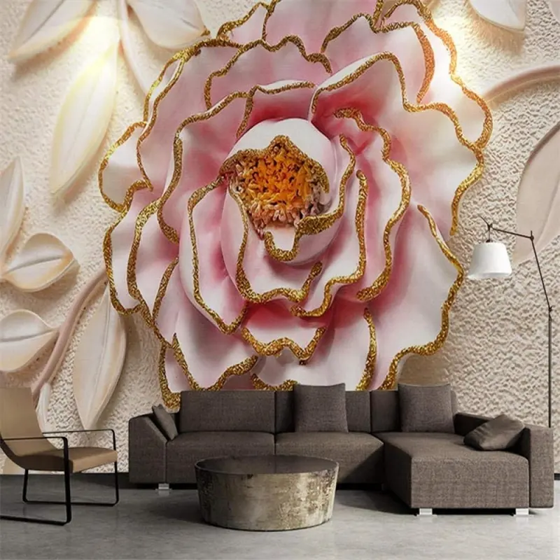 3D Flower Wall Murals Living Room Wall Murals Designer Wall Mural Quality