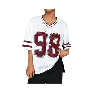 Camicie in Jersey lunghe larghe da <span class=keywords><strong>donna</strong></span> con numero grafico oversize top Casual <span class=keywords><strong>abbigliamento</strong></span> estivo lavorato a maglia - Product Image 1