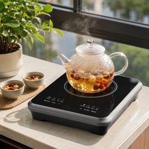 Cuisinière carrée multifonction avec fonction Hot Pot, interrupteur à une touche, portable, haute puissance, cuisson sécurisée jusqu'à T - Product Image 1