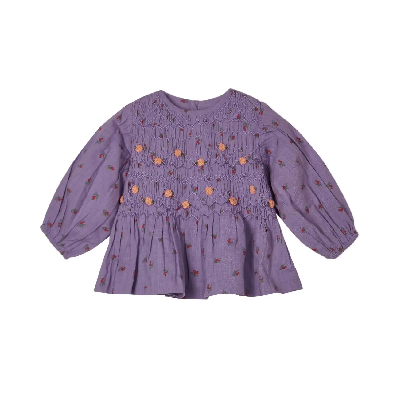 Early spring new girls' Purple baby shirt shirt hand woven embroidery dress baby cotton Flower Girls Dress