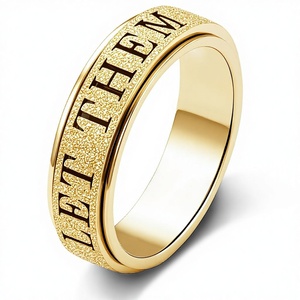 Anillo Giratorio Antiestrés de Acero Inoxidable Chapado en Oro con Frase Inspiradora 'Let Them', para Mujer, Tallas 5-10, Venta al Por Mayor - Product Image 1