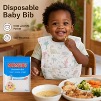MOMSBIB Lot de 20 bavoirs pour enfants en tissu non tissé avec film PE, sans BPA, imperméables, anti-déversement et anti-salissures, pour l'alimentation, 13-36 mois