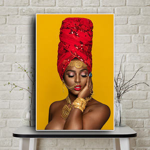 Nero e Oro Sexy Labbra <span class=keywords><strong>Nude</strong></span> Arte Africana Donna Tela Cuadros Immagine della Parete dipinti arte su tela di canapa moderna - Product Image 3