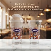 Gobelets à boba jetables en plastique transparent en forme de U de 500 ml et 700 ml avec couvercle