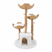 Arbre à chat minimaliste tout-en-un en bois massif, extra-large, multi-niveaux, avec griffoir en sisal et bois naturel, gain de place