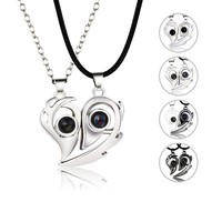 Vente chaude Magnétique Couple Collier Coeur Épissage Projection 100 Langue Je T'aime Collier Pour Femmes Hommes