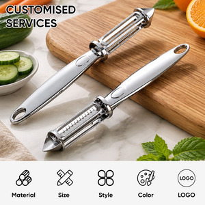 Éplucheur à double lame en alliage de zinc avec lames droites dentelées, éplucheur multifonctionnel pour légumes et fruits avec extracteur de pépins pour la cuisine - Product Image 2