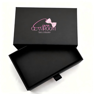 Custom <b>Eco</b>-Friendly Black Cardboard Drawer Paper Package Jewelry Ring Earring <b>Gift</b> Box Drawer-Style Paper Slid Necklace Boxes - Product Image 1