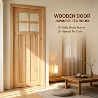 Soft Tone Solid Fir Glass Interior Door Warm Style Timber Door Matching Light Home Decoration