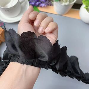 6CM di larghezza eco-friendly poliestere nero bianco plissettato pizzo ricamato accessori indumento colletto gonna polsino abbigliamento - Product Image 2