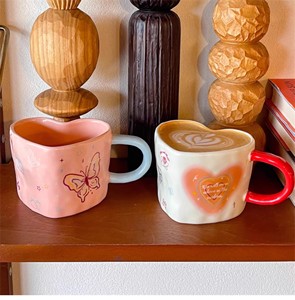 Valentines Day Couple Lover Gift Porcelain Coffee Tea Cup Cute Heart Shaped Ceramic Mug - Product Image 2