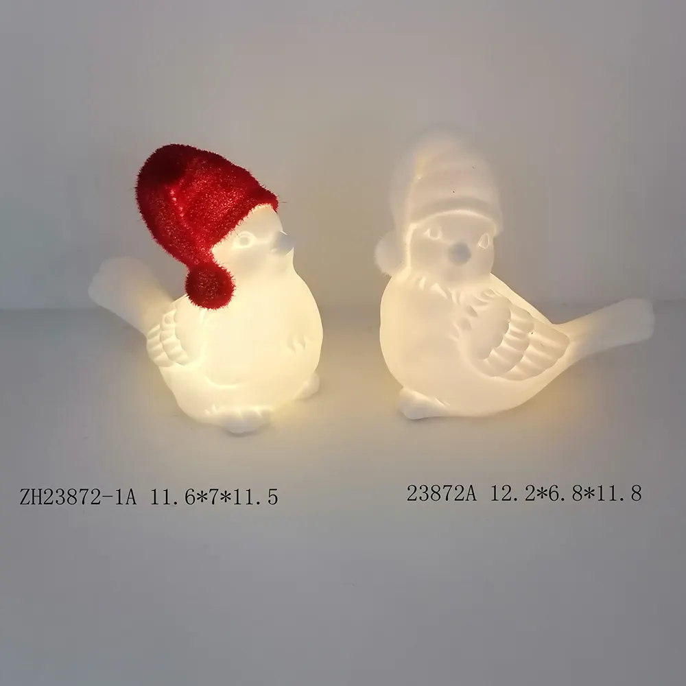 Home Party Favor Decoration Cute Ceramic Craft LED Light Up Penguin Figurine Tabletop Ornaments