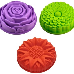 Factory Non-Stick Large Bread Round Sunflower Rose <b>Bakeware</b> Big Silicone Cake Trays Mold - Product Image 1