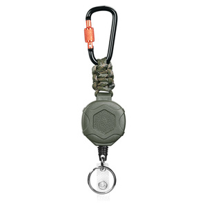 Porte-badge robuste avec mousqueton, enrouleur rétractable pour badge, porte-clés extensible avec cordon en acier et paracorde - Product Image 4