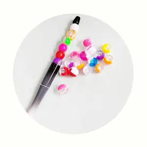 볼펜 장식 파티 DIY 용품을위한 다채로운 아크릴 구슬 구멍 구슬 둥근 모양