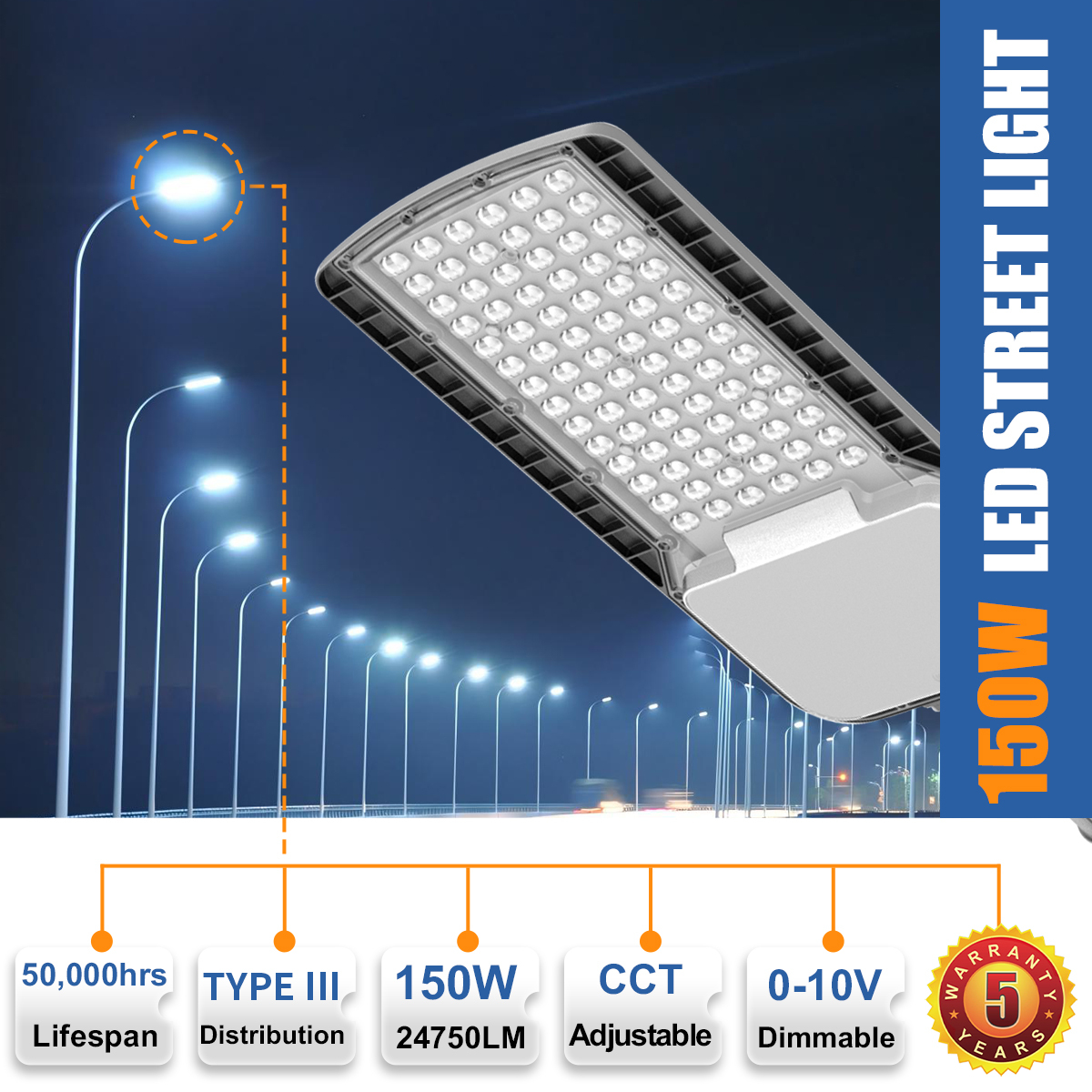 Outdoor Street Light US in Stock Public Lighting 200w 150w 100w Lampadaire LED Parking Lot Area Post Flood Lights Road Lamp · image 3