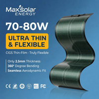 Panel Surya Fleksibel CIGS 80W OEM Maxsolar Kustom Efisiensi 16,2% Modul Ultra Tipis yang Dapat Dibengkokkan untuk Pesanan Grosir