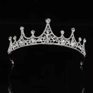Couronnes de mariage en strass et diadèmes en métal cristal sur mesure en gros, avec placage argent clair - Product Image 2