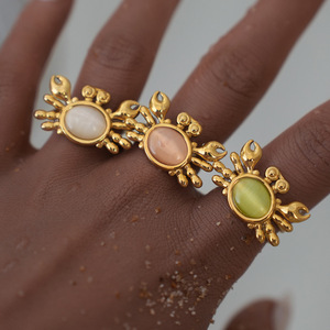 N&amp;S Modern Style 18K Gold Plated Adjustable Stainless Steel <strong>Crab</strong> Open Ring Fashionable Ins <strong>Jewelry</strong> for Engagement - Product Image 2