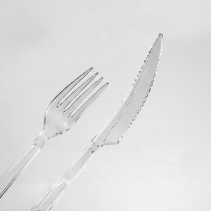 Ensemble de couverts jetables transparents, fourchettes, cuillères, couteaux, en PS, assortiment de 350 pièces pour fêtes, restaurants, plats à emporter - Product Image 1