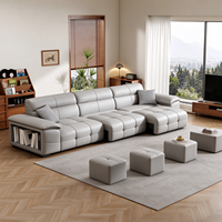 Canapé inclinable électrique multifonctionnel à déplacement mural avec accoudoirs de rangement dissimulés, table centrale escamotable et commande vocale pour la maison