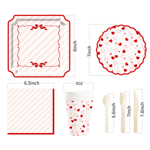 DAMAI - Juego de Decoración para Fiesta del Día de San Valentín, Venta al por Mayor, Platos de Papel Blancos y Rojos con Forma de Corazón, Mantel, Vajilla Desechable para Fiesta - Product Image 5
