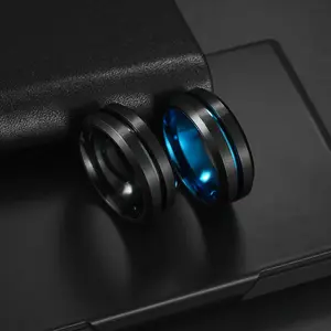 Anel Preto anello di personalità girevole per alleviare l'ansia in acciaio inossidabile Anillo De Acero anello in acciaio al titanio nero inossidabile