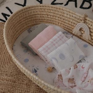 <span class=keywords><strong>Lenzuola</strong></span> 100% in mussola di cotone per bambini 3 Pack Ultra morbida traspirante rosa Plaid stampa orso bambino culla copri materasso - Product Image 5